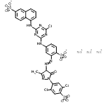 CAS#: 85750-16-9, Trisodium 5-({4-chloro-6-[(3-{[1-(2,5-dichloro-4-sulfonatophenyl)-3-methyl-5-oxo-4,5-dihydro-1H-pyrazol-4-yl]diazenyl}-4-sulfonatophenyl)amino]-1,3,5-triazin-2-yl}amino)-2-naphthalenesulfonate