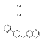 CAS 登录号：87787-57-3， 2-[4-(1,4-苯并二氧杂环己-6-基甲基)-1-哌嗪基]嘧啶二盐酸盐