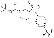 CAS 登录号：887344-24-3， 1-{[(2-甲基-2-丙基)氧基]羰基}-3-[4-(三氟甲基)苄基]-3-哌啶羧酸
