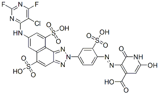 CAS#: 89182-94-5, 5-[2-[4-[7-[(5-Chloro-2,6-Difluoro-4-Pyrimidinyl)Amino]-5,9-Disulfo-2H-Naphtho[1,2-d]Triazol-2-Yl]-2-Sulfophenyl]Diazenyl]-1,2-Dihydro-6-Hydroxy-2-Oxo-4-Pyridinecarboxylic Acid