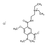 CAS 登录号：89591-51-5， N-[2-(二乙基氨基)乙基]-4-(二甲基氨基)-2-甲氧基-5-硝基苯甲酰胺盐酸盐(1:1)