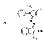 CAS#: 89923-55-7, (3E)-3-[(2E)-(1,5-Dimethyl-2-phenyl-1,2-dihydro-3H-pyrazol-3-ylidene)hydrazono]-1,2-dimethyl-3H-indolium chloride