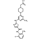 CAS#: 910297-53-9, {4-[6-({5-[(2-Chloro-6-methylphenyl)carbamoyl]-1,3-thiazol-2-yl}amino)-2-methyl-4-pyrimidinyl]-1-piperazinyl}acetic acid