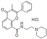 CAS#: 92606-82-1, 3-Methyl-4-oxo-2-phenyl-N-(2-(1-piperidinyl)ethyl)-4H-1-benzopyran-8-carboxamide hydrochloride
