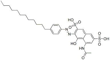 CAS 登录号：93762-37-9， 5-(乙酰基氨基)-3-[(4-十二烷基苯基)偶氮]-4-羟基萘-2,7-二磺酸