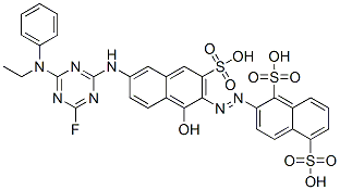 CAS#: 93778-51-9, 2-[[6-[[4-(Ethylphenylamino)-6-Fluoro-1,3,5-Triazin-2-Yl]Amino]-1-Hydroxy-3-Sulpho-2-Naphthyl]Azo]Naphthalene-1,5-Disulphonic Acid