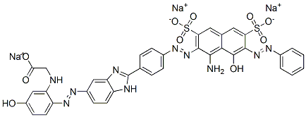 CAS 登录号：93857-61-5， N-[2-[[2-[4-[[1-氨基-8-羟基-7-(苯基偶氮)-3,6-二磺基-2-萘基]偶氮]苯基]-1H-苯并咪唑-5-基]偶氮]-5-羟基苯基]-甘氨酸三钠盐