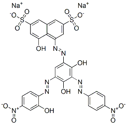 CAS 登录号：93939-99-2， 4-[[2,4-二羟基-5-[(2-羟基-4-硝基苯基)偶氮]-3-[(4-硝基苯基)偶氮]苯基]偶氮]-5-羟基萘-2,7-二磺酸二钠