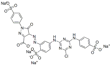 CAS#: 93940-70-6, Tetrasodium 4-[[5-[[4-Chloro-6-[(4-Sulphonatophenyl)Amino]-1,3,5-Triazin-2-Yl]Amino]-2-Sulphonatophenyl]Azo]-4,5-Dihydro-5-Oxo-1-(4-Sulphonatophenyl)-1H-Pyrazole-3-Carboxylate