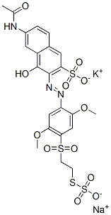 CAS#: 94249-21-5, Potassium Sodium 6-(Acetylamino)-3-[[2,5-Dimethoxy-4-[[2-(Sulphonatothio)Ethyl]Sulphonyl]Phenyl]Azo]-4-Hydroxynaphthalene-2-Sulphonate