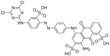CAS#: 94386-49-9, 8-Amino-5-[[4-[[4-[(4,6-Dichloro-1,3,5-Triazin-2-Yl)Amino]-2-Sulphophenyl]Azo]Phenyl]Amino]-9,10-Dihydro-9,10-Dioxoanthracene-1,7-Disulphonic Acid