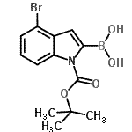 CAS#: 957034-29-6, (4-Bromo-1-{[(2-methyl-2-propanyl)oxy]carbonyl}-1H-indol-2-yl)boronic acid