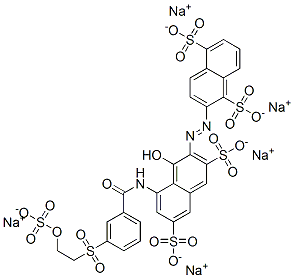 CAS 登录号：97043-71-5， 2-[[1-羟基-3,6-二磺酸基-8-[[3-[[2-(磺酸基氧基)乙基]磺酰基]苯甲酰基]氨基]-2-萘基]偶氮]萘-1,5-二磺酸五钠