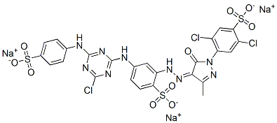 CAS 登录号：97162-20-4， 2,5-二氯-4-[(4Z)-4-[[5-[[4-氯-6-[(4-磺酸基苯基)氨基]-1,3,5-三嗪-2-基]氨基]-2-磺酸基苯基]肼亚基]-3 -甲基-5-氧代-吡唑-1-基]苯磺酸三钠