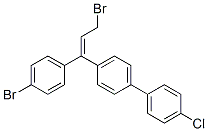 CAS 登录号：97338-00-6， (E)-4-[3-溴-1-(4-溴苯基)-1-丙烯基]-4'-氯-1,1'-联苯