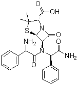 CAS 登录号：10001-82-8, (2R)-2-苯基甘氨酰-(2R)-N-[(2S,5R,6R)-2-羧基-3,3-二甲基-7-氧代-4-硫杂-1-氮杂双环[3.2.0]庚-6-基]-2-苯基甘氨酰胺