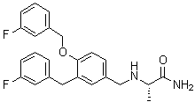 structure of CAS# 1000370-27-3, (S)-2-[[3-(3-Fluorobenzyl)-4-[(3-fluorobenzyl)oxy]benzyl]amino]propanamide