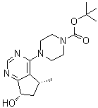 structure of CAS# 1001201-61-1, 4-[(5R,7S)-6,7-二氢-7-羟基-5-甲基-5H-环戊二烯并嘧啶-4-基]-1-哌嗪羧酸叔丁酯