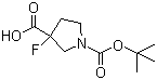 CAS # 1001754-59-1, 1-(tert-Butoxycarbonyl)-3-fluoropyrrolidine-3-carboxylic acid