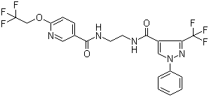 CAS # 1003576-00-8, 6-(2,2,2-Trifluoroethoxy)-N-[2-[[[1-phenyl-3-(trifluoromethyl)-1H-pyrazol-4-yl]carbonyl]amino]ethyl]nicotinamide