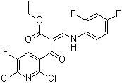 CAS # 100490-99-1, Ethyl 2-(2,6-dichloro-5-fluoropyridin-3-carbonyl)-3-(2,4-difluorphenylamino)acrylate, 2,6-Dichloro-alpha-[[(2,4-difluorophenyl)amino]methylene]-5-fluoro-beta-oxo-3-pyridinepropanoic acid ethyl ester