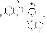 CAS 登录号：1004990-28-6, (S)-N-[[3-氨基-1-(5-乙基-7H-吡咯并[2,3-d]嘧啶-4-基)吡咯烷-3-基]甲基]-2,4-二氟苯甲酰胺