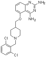 structure of CAS# 1005504-62-0, 5-[[1-(2,6-Dichlorobenzyl)piperidin-4-yl]methoxy]quinazoline-2,4-diamine