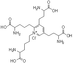 CAS # 10059-18-4, Isodesmosine chloride, 2-(4-Amino-4-carboxybutyl)-1-(5-amino-5-carboxypentyl)-3,5-bis(3-amino-3-carboxypropyl)pyridinium chloride