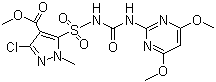 CAS 登录号：100784-20-1, 氯吡嘧磺隆, 3-(4,6-二甲氧基嘧啶-2-基)-1-(1-甲基-3-氯-4-甲氧基甲酰基吡唑-5-基)磺酰脲
