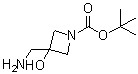 structure of CAS# 1008526-71-3, 3-(Aminomethyl)-3-hydroxy-1-azetidinecarboxylic acid 1,1-dimethylethyl ester