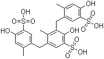 CAS # 101418-00-2, Policresulen, 2-Hydroxy-3,5-bis[(4-hydroxy-2-methyl-5-sulfo-phenyl)methyl]-4-methyl-benzenesulfonic acid