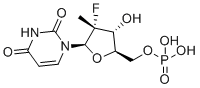 CAS # 1015073-43-4, Psi-7411, [(2R,3R,4R,5R)-5-(2,4-dioxopyrimidin-1-yl)-4-fluoro-3-hydroxy-4-methyloxolan-2-yl]methyl dihydrogen phosphate