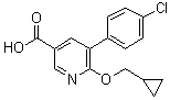 CAS 登录号：1018782-76-7, 5-(4-氯苯基)-6-(环丙基甲氧基)-3-吡啶羧酸
