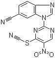 CAS # 1018978-50-1, Thiocyanic acid 2-(6-cyano-1H-benzimidazol-1-yl)-5-nitro-4-pyrimidinyl ester, 3-(5-Nitro-4-thiocyanatopyrimidin-2-yl)-3H-benzo[d]imidazole-5-carbonitrile