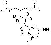 CAS # 1020718-81-3, 2-[2-(2-Amino-6-chloro-9H-purin-9-yl)ethyl-1,1,2,2-d<sub>4</sub>]-1,3-propanediol 1,3-diacetate
