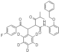 4-Fluoro-alpha-(2-methyl-1-oxopropyl)-gamma-oxo-beta-(phenyl-2,3,4,5,6-d<sub>5</sub>)-N-[2-(phenylmethoxy)phenyl]benzenebutanamide molecular structure (CAS 1020719-43-0)