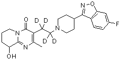 CAS # 1020719-55-4, 3-[2-[4-(6-Fluoro-1,2-benzisoxazol-3-yl)-1-piperidinyl]ethyl-1,1,2,2-d<sub>4</sub>]-6,7,8,9-tetrahydro-9-hydroxy-2-methyl-4H-pyrido[1,2-a]pyrimidin-4-one