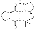 structure of CAS# 102185-34-2, N-叔丁氧羰基-D-脯氨酸 N-羟基琥珀酰亚胺酯
