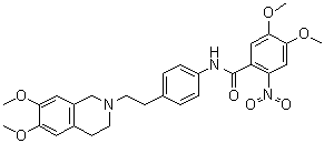CAS # 1024592-54-8, N-[4-[2-(3,4-Dihydro-6,7-dimethoxy-2(1H)-isoquinolinyl)ethyl]phenyl]-4,5-dimethoxy-2-nitrobenzamide