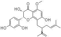 CAS 登录号：102490-65-3, (2R,3S)-2-(2,4-二羟基苯基)-2,3-二氢-3,7-二羟基-5-甲氧基-8-[(2R)-5-甲基-2-(1-甲基乙烯基)-4-己烯基]-4H-1-苯并吡喃-4-酮