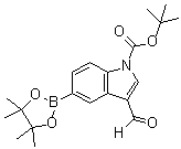 structure of CAS# 1025707-92-9, 3-甲酰基-5-(4,4,5,5-四甲基-1,3,2-二氧杂环戊硼烷-2-基)-1H-吲哚-1-羧酸叔丁酯