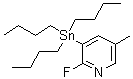 structure of CAS# 1025745-87-2, 2-Fluoro-5-methyl-3-(tributylstannyl)pyridine