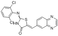 structure of CAS# 1025821-33-3, 5Z)-2-[(2,6-二氯苯基)氨基]-5-(6-喹喔啉基亚甲基)-4(5H)-噻唑酮