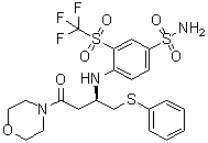 CAS # 1027345-11-4, 4-[[(1R)-3-(4-Morpholinyl)-3-oxo-1-[(phenylthio)methyl]propyl]amino]-3-[(trifluoromethyl)sulfonyl]benzenesulfonamide