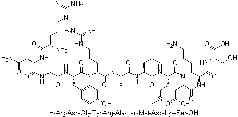 CAS # 1030384-23-6, L-Arginyl-L-asparaginylglycyl-L-tyrosyl-L-arginyl-L-alanyl-L-leucyl-L-methionyl-L-alpha-aspartyl-L-lysyl-L-serine