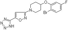 CAS 登录号：1030613-40-1, MK-8245, 4-(2-溴-5-氟苯氧基)-1-[5-(2H-四唑-5-基)-3-噁唑基]哌啶