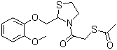 CAS # 103181-72-2, Guaisteine, S-[2-[2-[(2-Methoxyphenoxy)methyl]-3-thiazolidinyl]-2-oxoethyl] ethanethioate, Ethanethioic acid S-[2-[2-[(2-methoxyphenoxy)methyl]-3-thiazolidinyl]-2-oxoethyl] ester
