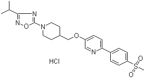 CAS # 1032824-54-6, GSK 1292263 hydrochloride, 5-[[1-[3-(1-Methylethyl)-1,2,4-oxadiazol-5-yl]-4-piperidinyl]methoxy]-2-[4-(methylsulfonyl)phenyl]pyridine hydrochloride (1:1)