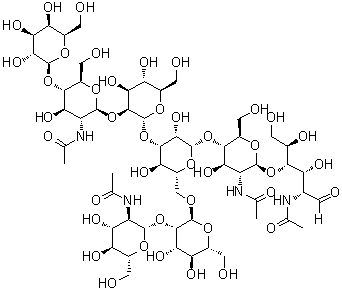 CAS # 103584-68-5, O-2-(Acetylamino)-2-deoxy-beta-D-glucopyranosyl-(1→2)-O-alpha-D-mannopyranosyl-(1→6)-O-[O-beta-D-galactopyranosyl-(1→4)-O-2-(acetylamino)-2-deoxy-beta-D-glucopyranosyl-(1→2)-alpha-D-mannopyranosyl-(1→3)]-O-beta-D-mannopyranosyl-(1→4)-O-2-(acetylamino)-2-deoxy-beta-D-glucopyranosyl-(1→4)-2-(acetylamino)-2-deoxy-D-glucose