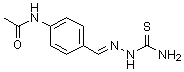 CAS # 104-06-3, Tubercazon, Thiotebesin, Thiotebezin, Thiotebicina, Thizone, Tiacetazon, Tibicur, Tibion, Tibione, Tibizan, Tibon, Tibone, Tioacetazon, Tioatsetazon, Tiobicina, p-Acetylaminobenzaldehyde thiosemicarbazone
